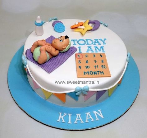 First Month Birthday Cake, 1st Month Birthday Cake, Birthday Cake For Boy, Month Cake, Cake For Boy, One Month Baby, Baby Boy Cakes, Baby Birthday Cakes, Birthday Cake Ideas