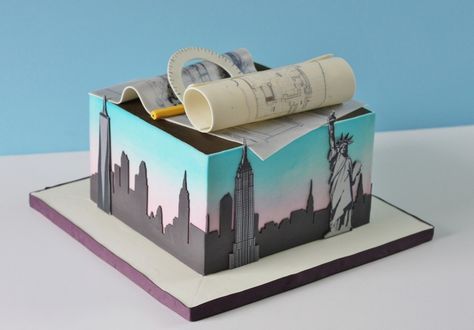 Cake For An Architect. Cake for a NYC architect who now lives in Pacific NW. Architect Cake Ideas, Cake Ideas Minimalist, Architect Cake, Architecture Cake, French Delicacies, Contemporary French, Cake Decorating For Beginners, Cake Photos, Fitness Ideas