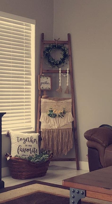 Blanket Ladder Decor, Blanket Ladder, Ladder Decor, Sweet Home, Living Room, Home Decor