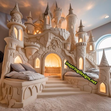 These Giant Disney Castle Shaped Beds Will Turn Your Bedroom into a Fairy Tale Kingdom – Inspiring Designs Dream Kids Bedroom, Crazy Beds, Coolest Beds, Cute Beds, Castle Bedroom Kids, Castle Beds, Fantasy Bed, Princess Castle Bed, Bedroom Ideas For Kids