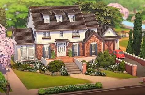 The Sims 4 Houses Brindleton Bay, New Crest Sims 4 Ideas, Sims4 Houses, Ts4 Builds, Cottage Mansion, Sims Lots, Sims 4 Restaurant, Sims 4 Cottage, Sims 4 Houses Layout