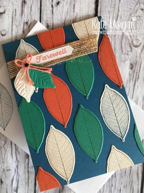 Rooted in Nature Farewell card 2018 Stampin Up Annual catalogue by Kate Morgan, Australia. Farewell Invitation Card, Handmade Invitation Cards, Kate Morgan, Halloween Diy Paper, Farewell Card, Leaving Cards, Farewell Cards, Handmade Invitations, Cute Paper