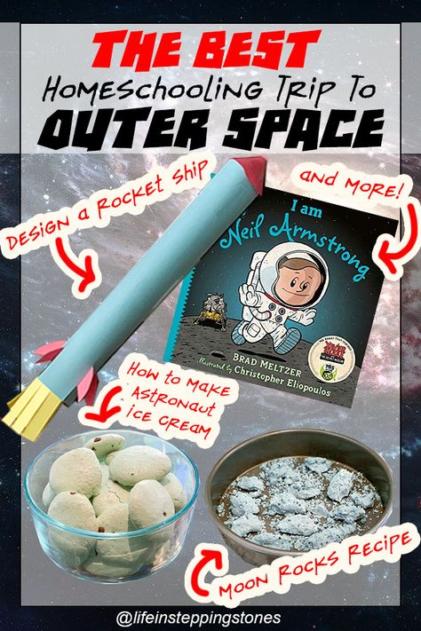 Top tips and ideas for creating the ultimate fun theme day at home while homeschooling (or teaching from home during stay-at-home orders) your preschooler, pre-k, kindergartener, or elementary school kids. Experience fun activities and projects like baking Astronaut ice cream Meringues, making moon rocks, building a rocket ship, role playing games, educational TV shows and books, and more! Space Gross Motor Activities, Astronaut Activities For Kids, Build A Rocket Ship, Homeschool Group Ideas, Astronaut Activities, Space Unit Study, Vbs Stellar, Astronaut Ice Cream, Summer Stem Activities