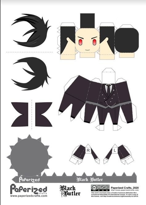 Paperized Craft, Paperized Anime, Paperized Crafts, Papercraft Anime, Rick And Morty Stickers, Paper Doll Printable Templates, Black Butler Sebastian, Anime Paper, Paper Toys Template