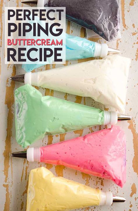 Perfect Piping Buttercream is the absolute best recipe for frosting cakes and cookies with a great consistency just right for piping your beautiful designs. This luscious buttercream frosting is light and airy with added flavor from vanilla and almond extract. #Buttercream #PipingButtercream #CakeDecorating Piping Frosting Recipe, Recipe For Frosting, Piping Buttercream, Best Buttercream Frosting, Piping Frosting, Best Buttercream, Recipe Cookies, Cake Frosting Recipe, Cakes And Cookies