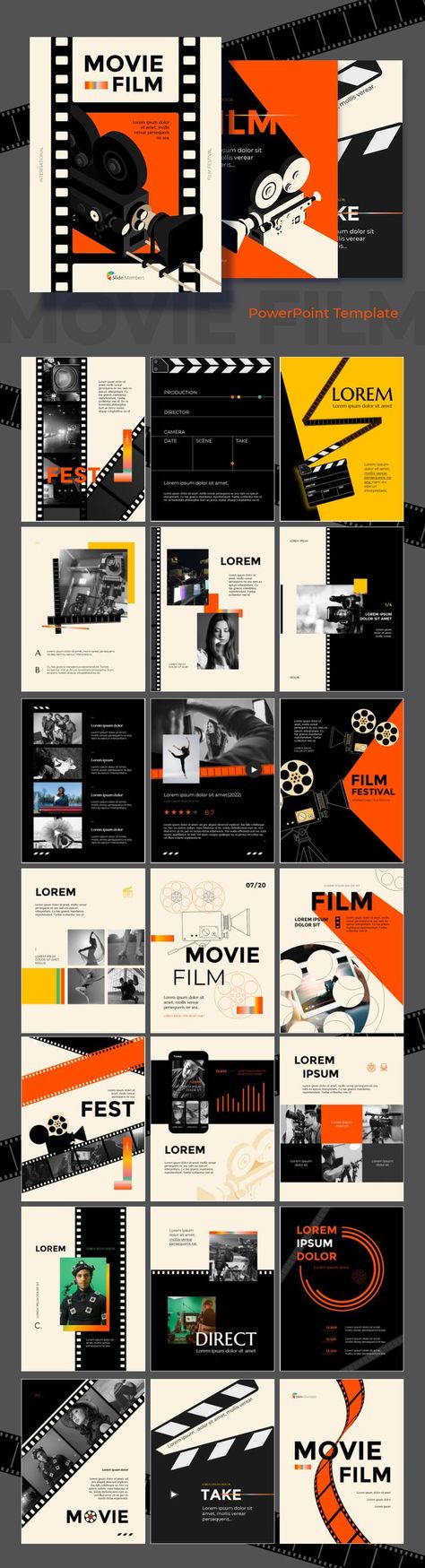 Ppt Vintage, Powerpoint Presentation Ideas, Film Theme, Ppt Template Design, Brochure Design Layout, Powerpoint Layout, Presentation Design Layout, Proposal Design, Desain Quilling