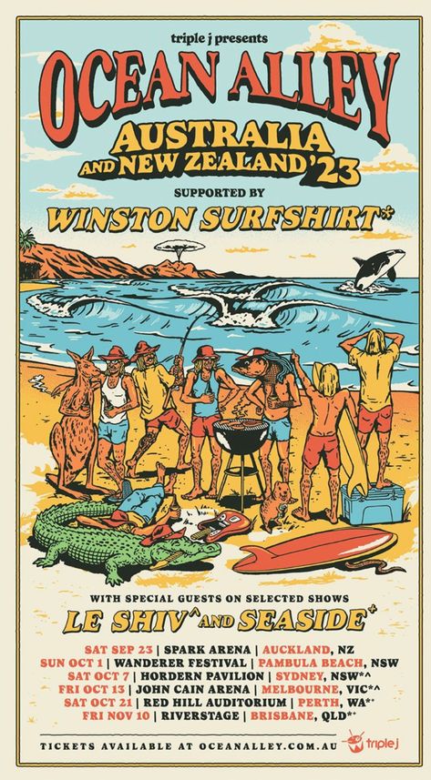 Ocean Alley, Surf Room, Beach Wall Collage, Surf Poster, Retro Surf, Summer Poster, The Turtles, Beach Posters, Vintage Surf