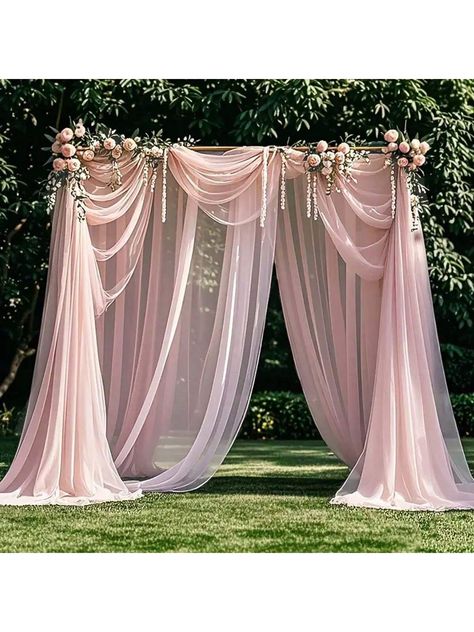 1pc Pink Tulle Sheer Curtain For Wedding Ceremony Backdrop, Party Decor Or Chair Decoration,Christmas Pink    Polyester     Event & Party Supplies, size features are:Bust: ,Length: ,Sleeve Length: Baby Pink Wedding, Pastel Pink Weddings, Pink Wedding Decorations, Whimsical Wedding Decorations, Pink Party Decorations, Light Pink Wedding, Pink Wedding Theme, Pink And Gold Wedding, Tent Decorations