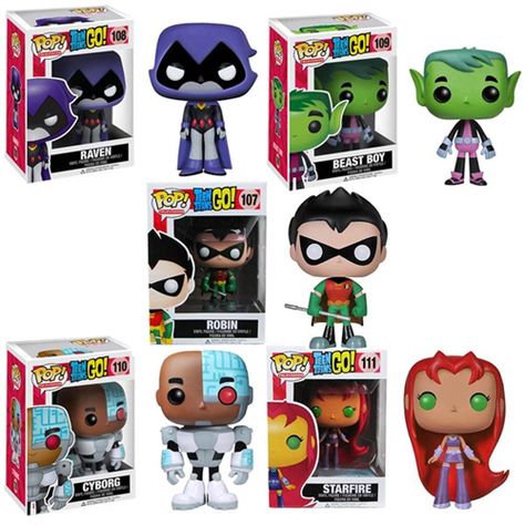 Robin Starfire, Raven Beast Boy, Beast Boy, Teen Titans, Vinyl Figures, Funko Pop