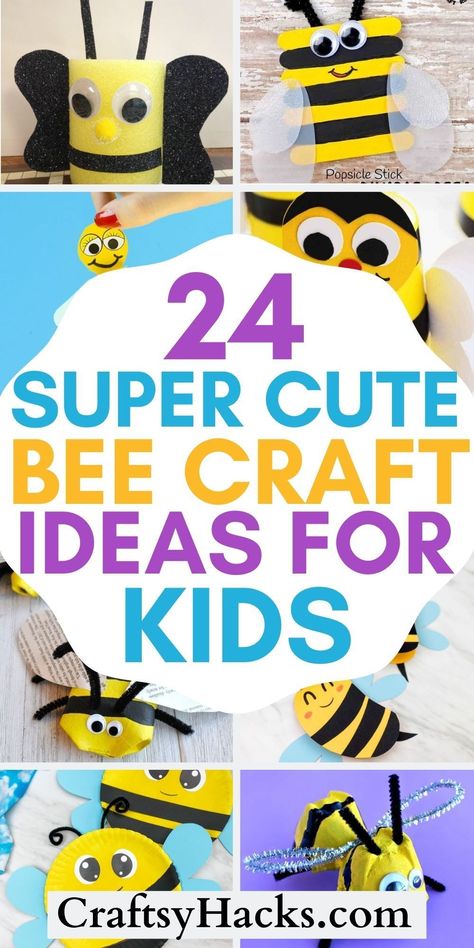 Searching for an easy spring or summer craft to do with the kids? These bee crafts are super fun and easy to make! They also make great educational crafts for kids to do at home or at school! Diy Bee Craft, Bee Crafts For Kindergarten, Bumblebee Crafts, How To Make A Bumble Bee, Easy Bee Crafts For Kids, Bee Crafts For Kids Preschool, Bee Art For Kids, Bumble Bee Crafts For Adults Diy, Minibeast Crafts For Kids