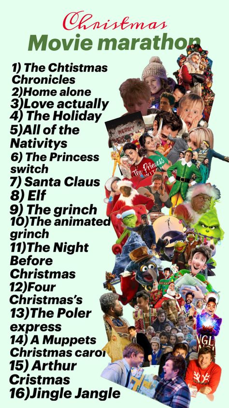 Here’s a list of MUST WATCH Christmas movies Christmas Movies Marathon, Christmas Movie Marathon List, Christmas Marathon, Animated Grinch, Christmas Movie Marathon, Home Alone 3, Muppets Christmas, Watch Christmas Movies, Movie Gift