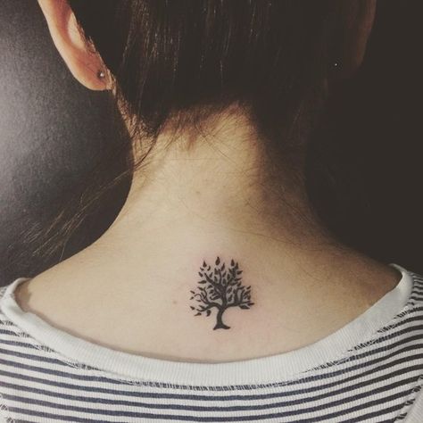 I really like this placement...I would just want mine a bit larger / more vertical with roots and birds Bodhi Tree Tattoo, Tiny Tree Tattoo, Tattoos Tree, Cherry Blossom Tree Tattoo, Tree Tattoo Back, Blossom Tree Tattoo, Tattoo Son, Family Tree Tattoo, Tree Tattoos