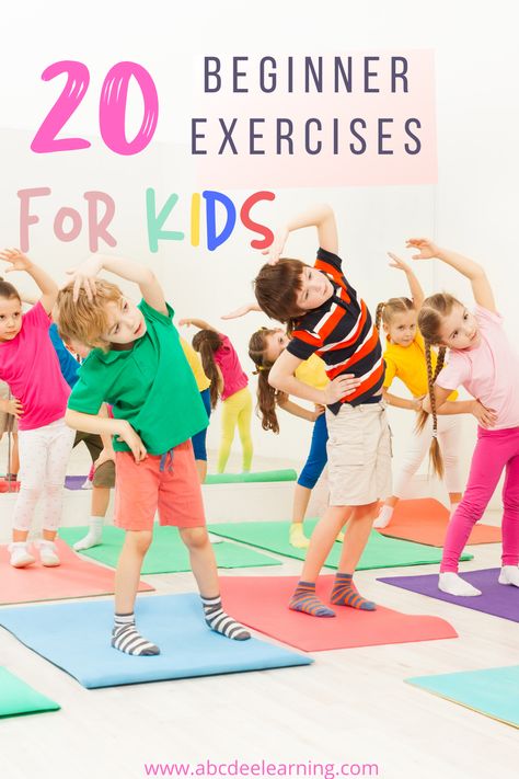 Need to get your kids moving? I am a physical education teacher with 20 awesome exercises that are age appropriate for kids. These are simple exercises that are fun for kids! Fun And Fitness Activities For Kids, Pe Exercises For Kids, Fun Excersise Ideas For Kids, Kids Excersise Games, Kids Fitness Workouts, Kid Exercises At Home, Physical Activities For Kids Toddlers, Kids Core Exercises, Animal Exercises For Kids