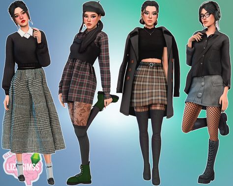 Long Flare Skirt, Outfits Lookbook, Streets Of Tokyo, Dark Academia Outfits, Sims 4 Anime, Dark Academia Clothes, Academia Clothes, Academia Outfits, Sims 4 Mm Cc