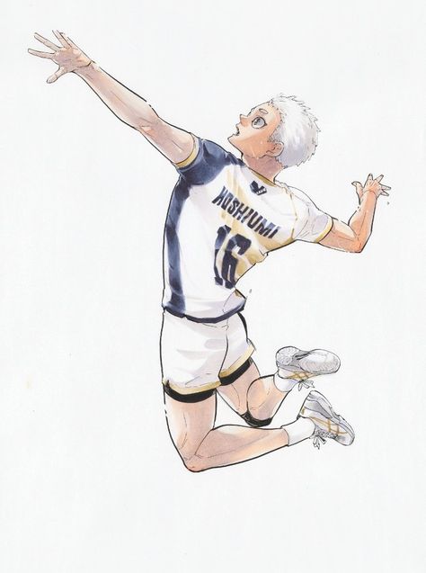 Kourai Hoshiumi, Hoshiumi Kourai, Korai Hoshiumi, Haikyu Art, Haikyuu Timeskip, Haikyuu Official Art, Haruichi Furudate, Anniversary Art, Volleyball Anime