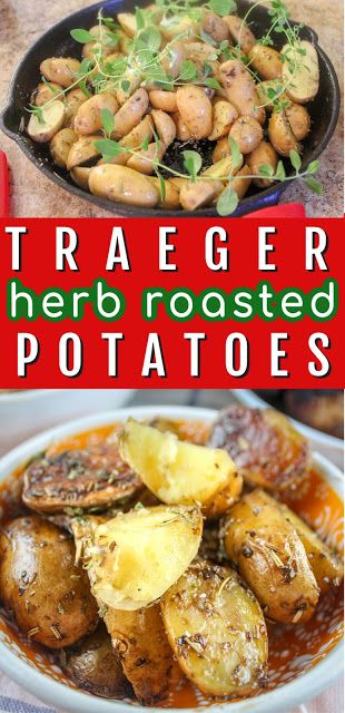 Roasting Potatoes, Traeger Cooking, Baby Potato Recipes, Traeger Grill Recipes, Roasted Baby Potatoes, Grilled Roast, Herb Roasted Potatoes, Healty Dinner, Easy Grilling Recipes