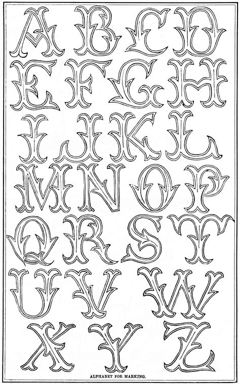 Old English Alphabet, Alphabet Graffiti, Alfabet Font, Tattoo Fonts Alphabet, Lettering Styles Alphabet, Tattoo Lettering Styles, Leather Tooling Patterns, Tooling Patterns, Graffiti Lettering Fonts