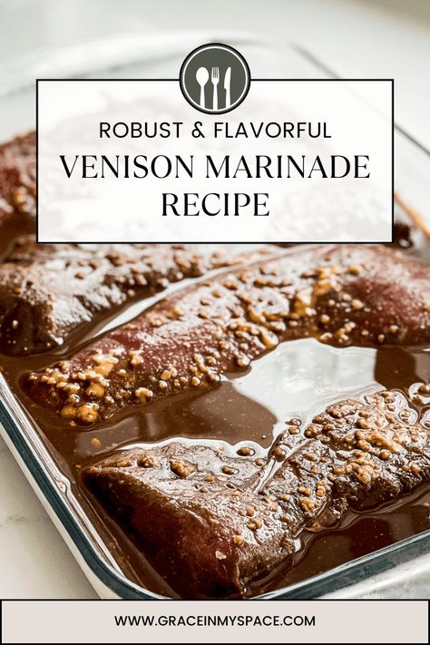 This venison marinade recipe is a flavorful all purpose marinade. It creates tender meat with robust flavor that combats gamey venison flavor. #venisonmarinade #venisonrecipe #venison #venisonsteak #venisontenderloin #marinaderecipe #marinade #robustmarinade #balsalmicmarinade Venison Marinade Recipes Deer, Venison Steak Marinade, Venison Marinade Recipes, Venison Tenderloin Recipes, Venison Marinade, Venison Steak Recipes, Venison Backstrap Recipes, Backstrap Recipes, Deer Steak