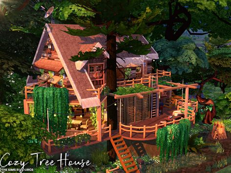 Sims 4 Tree House Cc, Sims4 Tree House, Sims4 Building Ideas, Selvadorada Sims 4 Cc, The Sims 4 Tree House, Sims 4 Tree House Build, Sims 4 Jungle House, Sims 4 Forest House, Sims 4 Tree House