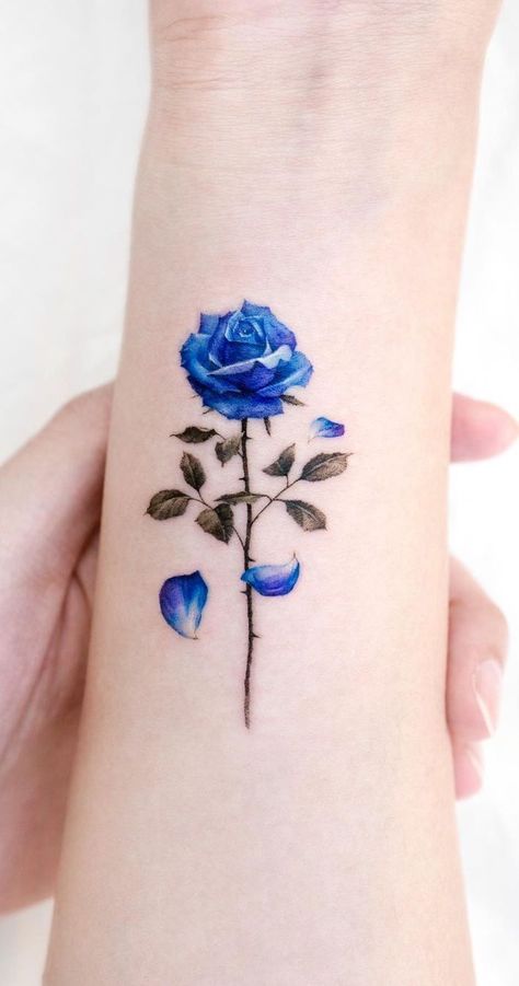 amazing rose tattoo ideas 81 Tattoo, Blue Ink Tattoo, Blue Flower Tattoos, Blue Ink Tattoos, Cowgirl Tattoos, Rose Flower Tattoos, Blue Rose Tattoos, Hand And Finger Tattoos, Tattoos For Women Flowers