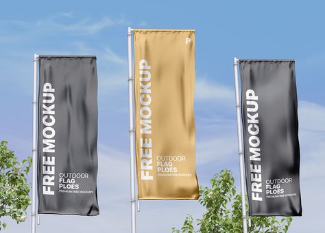 Pole Banners, Banner Mockup, Trade Show Design, Flag Poles, Free Banner, Free Mockup Templates, Event Branding, Stationery Mockup, Outdoor Banners