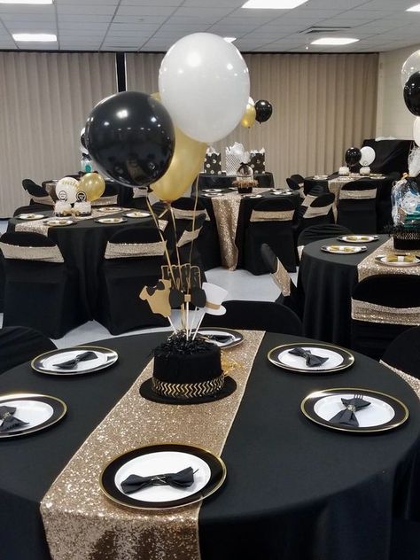 Mr Onederful Birthday Party Ideas, Mr Onederful Birthday, 50th Birthday Party Decorations, 50th Birthday Decorations, Birthday Party Centerpieces, Gold Party Decorations, Mens Birthday Party, Black White And Gold, 50th Party