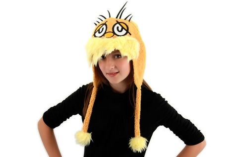 Lorax hat. Dr Seuss Lorax, Lorax Costume, Hoodie Hat, Faux Fur Top, The Lorax, Costume Hats, Fur Pom Pom, Kids Hats, Dr Seuss