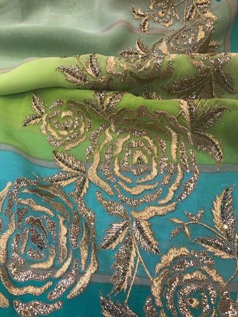 Badla Work Embroidery Suits, Badala Work Embroidery, Badla Work Embroidery, Marriage Suit, Badla Work, Indian Wedding Jewelry Sets, Embroidery Fashion Detail, Choker Necklace Designs, American Diamond Jewellery