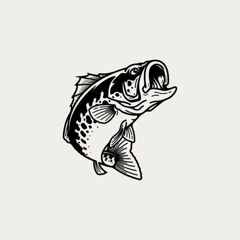 illustration of Largemouth Bass leaping out of water Sea Bass Tattoo, Bass Tattoo Design, Bass Art, Small Bass Tattoo, Bass Fish Tattoo, Bass Fish Drawing, Small Bass Fish Tattoo, Bass Drawing, Bass Tattoo Fish