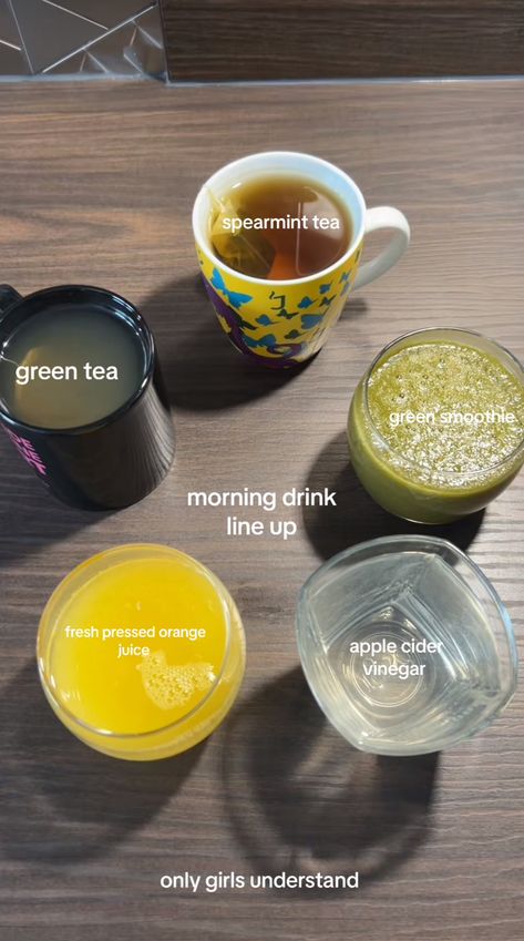 Morning Drink Lineup, Tea Schedule, Healthy Drink Recipes, Wellness Tea, Ginger Drink, Resep Diet, Morning Drinks, Healthy Juice Recipes, Healthy Food Dishes