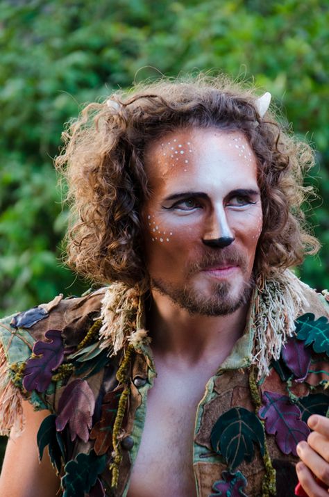 Puck. New York Renaissance Faire. Forest Creatures Mythical Costume, Faun Makeup, Fae Costume, Fairy Night, Animal Makeup, Midsummer Dream, Wood Nymphs, Fairy Festival, Elf Costume