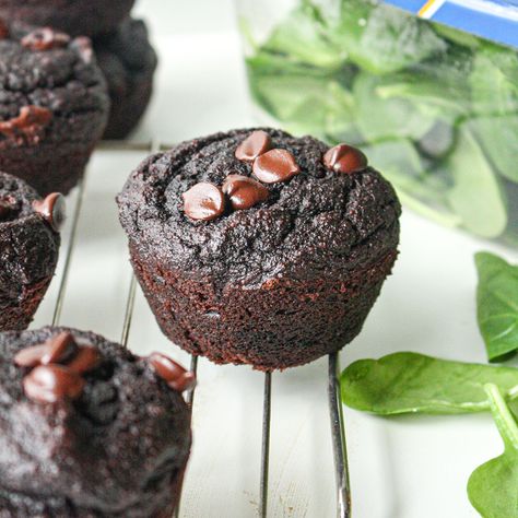 Sneaky Spinach Chocolate Muffins - Earthbound Farm Chocolate Spinach Muffins, Morning Muffins, Spinach Muffins, Paleo Muffins, Tiktok Recipes, Pistachio Pesto, Breakfast Sweets, Almond Flour Recipes, Paleo Treats