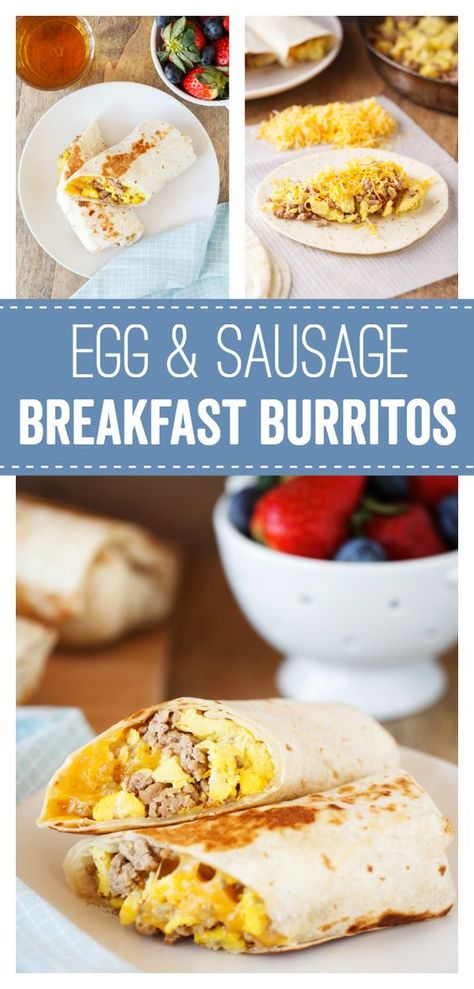 Breakfast Sammies, Protein Filled Breakfast, Sausage Breakfast Burritos, Egg And Sausage Breakfast, Homemade Breakfast Burritos, Homemade Taco Sauce, Egg And Sausage, Luscious Recipes, Easy Breakfast Burritos