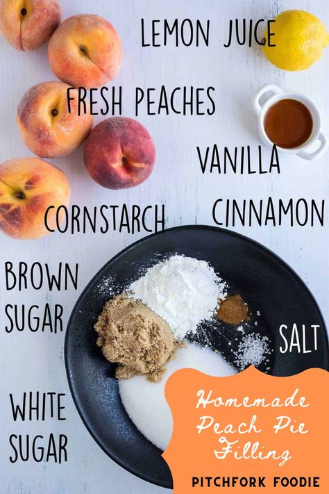 Homemade peach pie filling is so easy to make from scratch! This recipe can be made with fresh, frozen, or canned peaches. Plus, you can freeze it for making pies, cobblers, etc. later. It's an easy way to make homemade peach pie or any other peach desserts like cheesecake. #peachrecipe Peach Pie Recipes Easy, Homemade Peach Pie Filling, Canning Peach Pie Filling, Best Peach Pie Recipe, Peach Pie Filling Recipes, Homemade Peach Pie, Freezing Peaches, Peach Freezer Jam, Easy Peach Pie