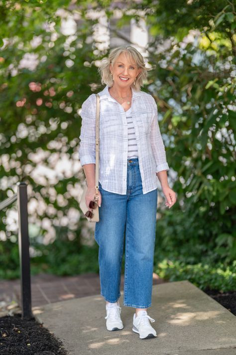 Early Fall Outfit - Wide Leg Cropped Jeans - Dressed for My Day Casual Party Outfit Night Jeans, Casual Party Outfit Night, Jeans Over 50, Party Outfit Night, Dressed For My Day, Party Outfits Night, Stylish Outfits For Women Over 50, Casual Party Outfit, Outfit Night