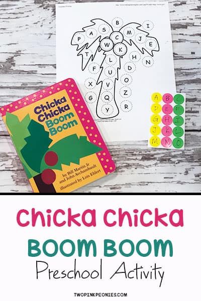 Chicka Chicka Boom Boom Activity with Stickers | Two Pink Peonies Book And Activity For Preschool, Chicka Chicka Boom Boom Activities For Toddlers, Boom Chicka Boom Activities, Preschool Chicka Chicka Boom Boom, Alphabet Books For Preschool, Chicka Chicka Boom Boom Craft, Chicka Chicka Boom Boom Preschool, Chicka Chicka Boom Boom Activities, Chicka Chicka Boom Boom