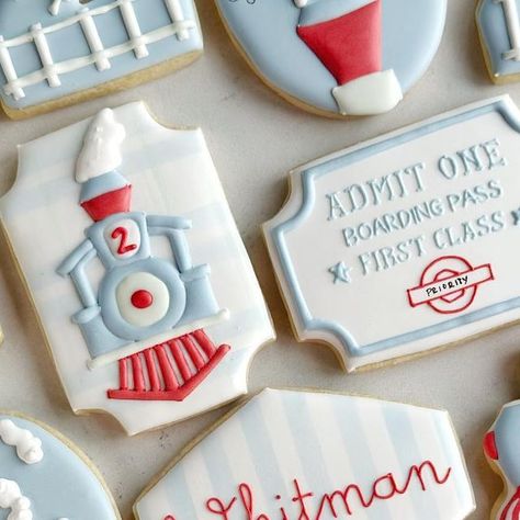 Morgan Saint on Instagram: "Chugga chugga, choo choo, Whitman is two🩵🚂🎈 Client had cutest invitation for inspo by @lucky_carpenter_art . Smoke stack design by @sumtercookieco and name design by @sweettoothlbk #cowtowncookieco #fortworthcookies #aledocookies #chuggachuggatwotwo #trainbirthday #trainbirthdayparty #chuggachuggachoochoo #whitmanistwo #2ndbirthday #2yearsold #boybirthday #traincookies" Choo Choo 2nd Birthday, Chugga Chugga Two Two 2nd Birthday, Choo Choo Im Two, Hosting Inspiration, Chugga Chugga Two Two, Train Theme Birthday Party, Train Cookies, Kids Party Planning, Train Birthday Party