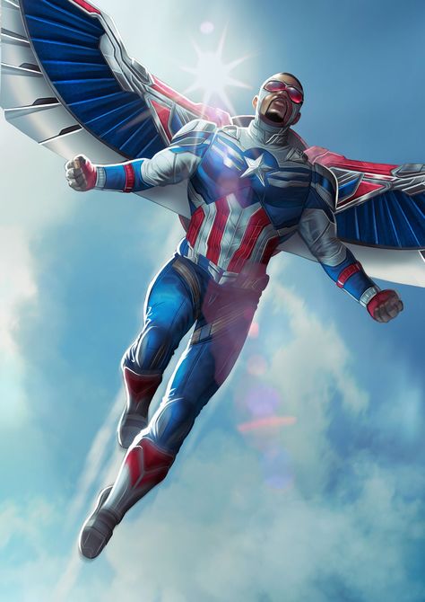 Falcon Captain America, Captain America Sam Wilson, Sam Wilson Captain America, Captain America Comic Art, Falcon Marvel, Captain America Art, Captain Falcon, Captain America Wallpaper, Captain America Comic