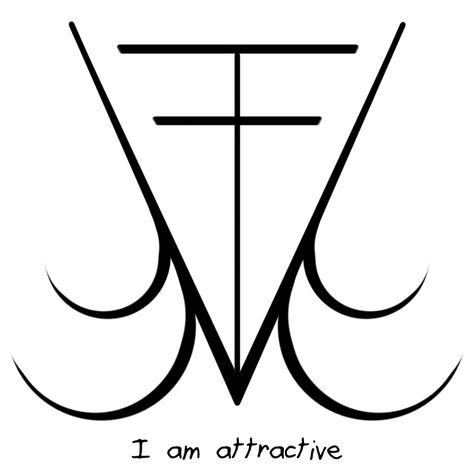 Can you make a sigil for getting guys to be attracted to you?? “I am attractive” sigil  This is getting into the issue of free will and controlling people. I am not comfortable making a sigil that... Make A Sigil, Tattoo For Daughter, Protection Sigils, Witch Symbols, Magick Symbols, Sigil Tattoo, Wiccan Symbols, Wiccan Magic, Witch Spirituality