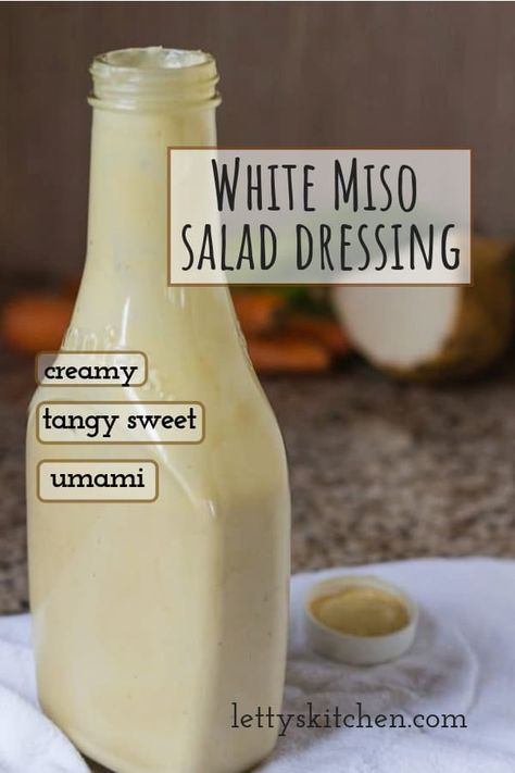 This creamy white miso salad dressing boasts a mouthwatering balance of tangy, salty and sweet, a combo you’ll find irresistible. Make it super easy, in your blender, with just five wholesome clean ingredients. #vegan #glutenfree #probiotic #salad #dressings #miso Creamy Miso Salad Dressing, White Miso Salad Dressing, Creamy Miso Dressing, Japanese Miso Salad Dressing, Probiotic Salad, Miso Dressing Recipe, Miso Salad, Miso Salad Dressing, Big Salads