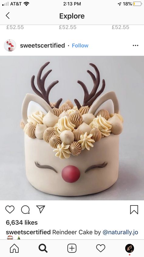 Naturally Jo, Reindeer Cake, Winter Cakes, Reindeer Cakes, Christmas Pastries, Christmas Themed Cake, Sweet Pictures, Christmas Cake Designs, Wine Photography