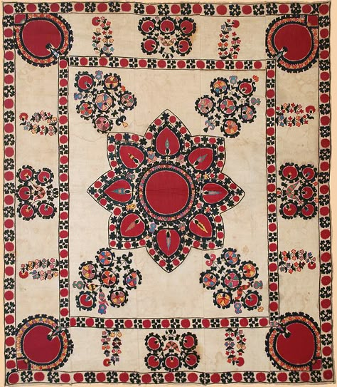 Suzani Rug, Asian Textiles, Textile Wall Art, Blue Towels, Silk Ribbon Embroidery, Design Guide, Antique Textiles, Silk Embroidery, Textile Patterns