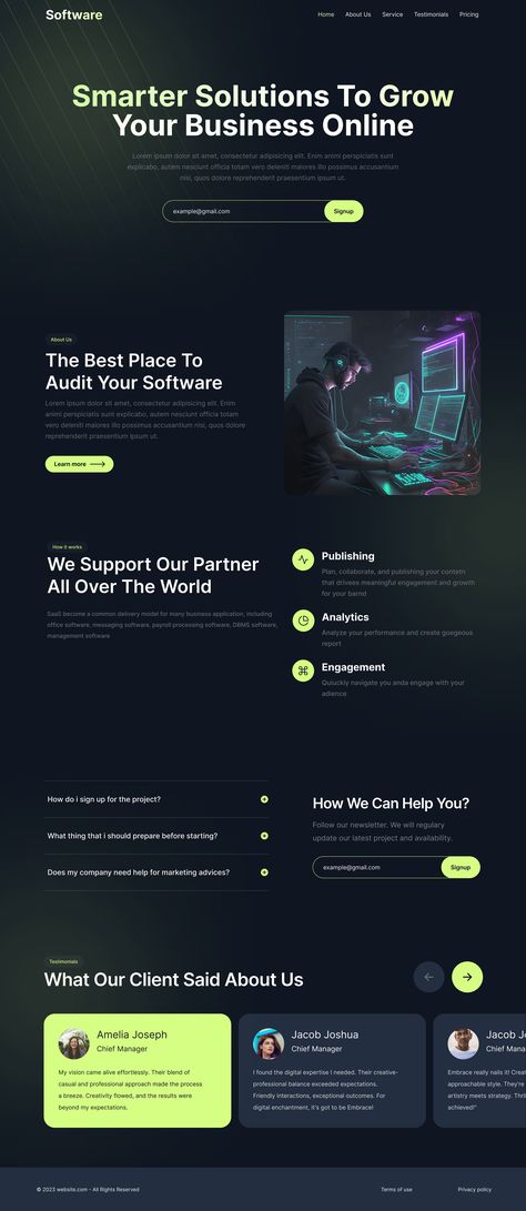 Software agency landing page on Behance Technology Landing Page Design, Edtech Landing Page, Software Landing Page Design, Digital Marketing Landing Page Design, Web Design Agency Landing Page, Tech Landing Page Design, Modern Landing Page Design, Technology Landing Page, Software Website Design