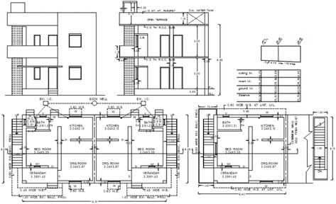 Simple house elevation, section and floor plan cad drawing details that includes a detailed view of free download auto-cad file with flooring view, doors and windows view, staircase sectional details, balcony view, wall sections and dimensions details with main entry house door, drawing room and living room,  family hall with details kitchen and dining area, indoor staircases and laundry area and balcony, details and bedroom or master bedroom, toilets and bathroom with indoor doors, furniture de Drawing Floor Plans, Building Plan Drawing, Brick Wallpaper Iphone, Sectional Elevation, House Entry Doors, Elevation Plan, Open House Plans, Modern Floor Plans, Elevation Drawing