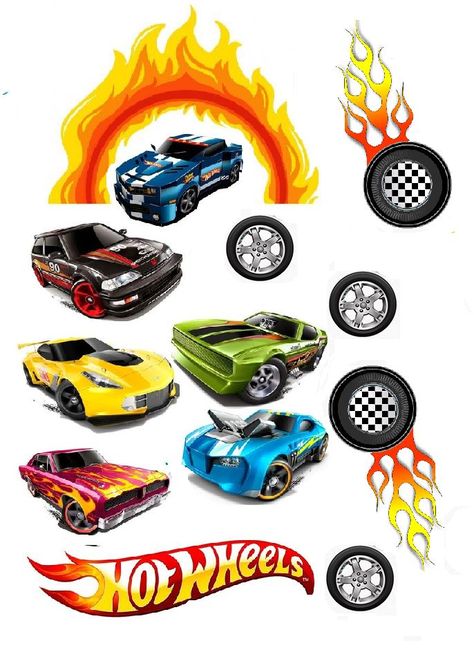 Hot Wheels Themed Birthday Party, Incredibles Birthday Party, Bolo Hot Wheels, Christmas Stickers Printable, Hot Wheels Cake, Hotwheels Birthday Party, Chihiro Y Haku, Hot Wheels Birthday, Hot Wheels Party