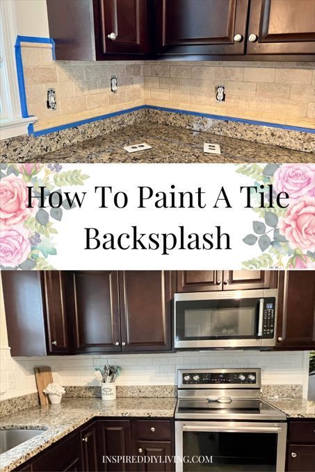 Painting Kitchen Backsplash, Dark Tile Backsplash, Can You Paint Tile, Painting Tile Backsplash, Painting Over Tiles, Diy Makeover Ideas, Tile Over Tile, Kitchen Tile Diy, Painting Kitchen Tiles