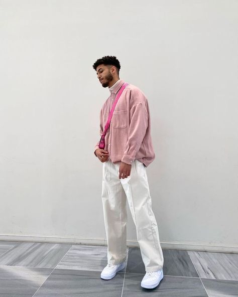 Creamy Outfit, Aesthetic Male Outfits, Trendy Boy Outfits, Pastel Outfit, Dope Outfits For Guys, Mens Trendy Outfits, Aesthetic Fits, Pink Men, Mens Outfit Inspiration