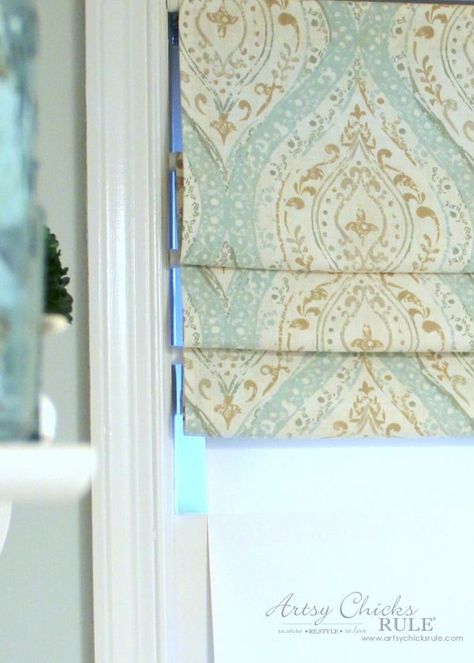 No Sew Faux Roman Shade (make in a hour!) Sewing Curtains Valance, Kitchen Blind, Roman Blinds Diy, Blinds Diy, Faux Roman Shade Valance, Sewing Curtains, Sew Curtains, Diy Roman Shades, Relaxed Roman Shade