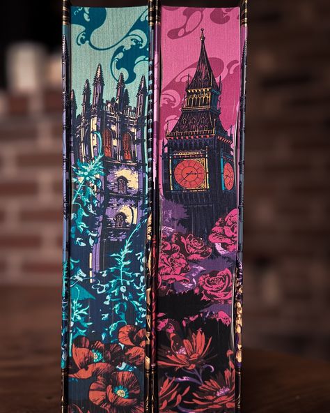 Drooling over these simply stunning editions from @thebrokennbinding 💜🩷 🏷️ #bookstagrammer #booksbooksbooks #readfantasy #specialedition #sprayededges Book Foredge Painting, Book Spine Painting, Fore Edge Painting Books, Painting Book Edges, Sprayed Edges Books, Book Edge Painting, Painted Book Edges, Book Corner Ideas Bedroom, Book Rebinding