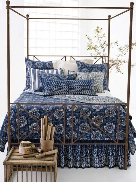 Indigo Bedding, Quilts Bedding, Bedskirts, Driven By Decor, Pine Cone Hill, Bed Linen Design, White Linen Bedding, Apartment Life, Bed Linens Luxury